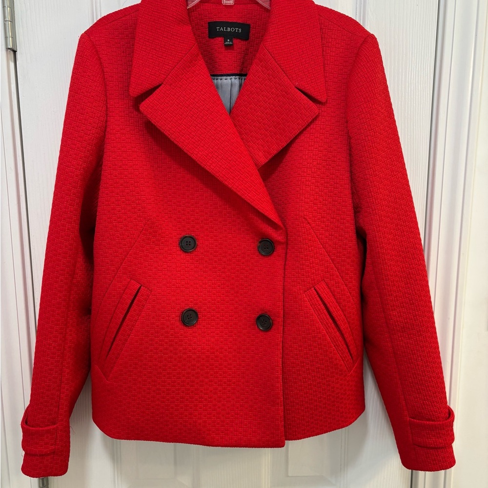 Talbots Women's Bold Red Pea Coat